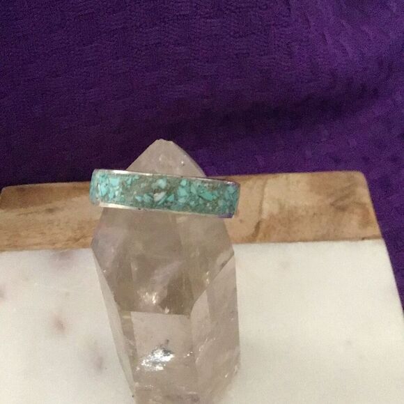 Ring, Sterling Silver with Inlaid Turquoise Ring, size 9.5, New with Tags, Handm - Picture 2 of 8